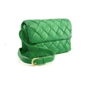 DUNE LONDON Dempsey Woven Leather Cross-body Bag In Green-leather - NWOT